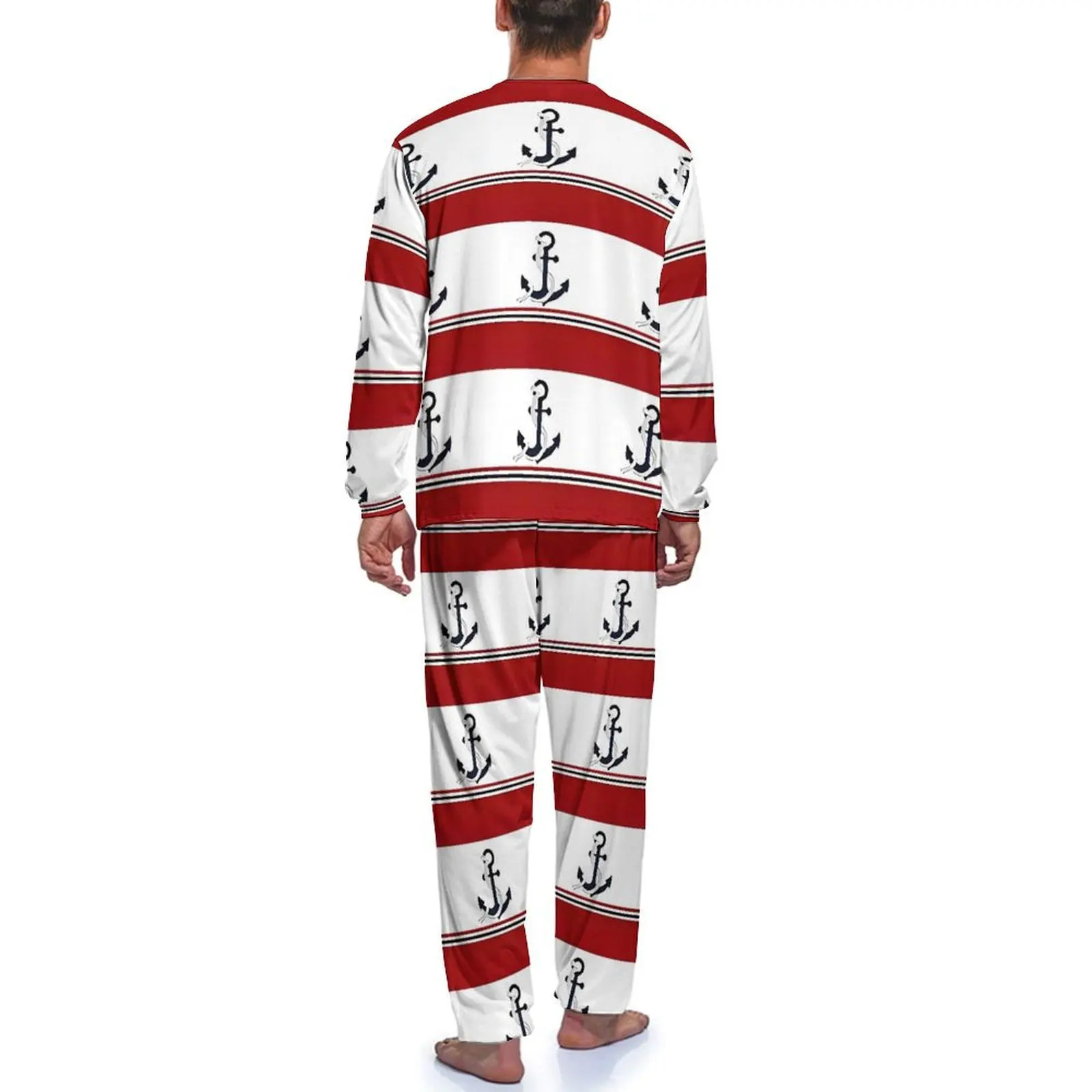 Пижамы с морским якорем весенние комплект из 2 предметов красные синие и белые