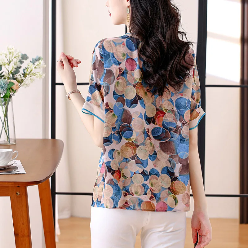 Женские модные элегантные футболки в горошек Летние повседневные свободные топы