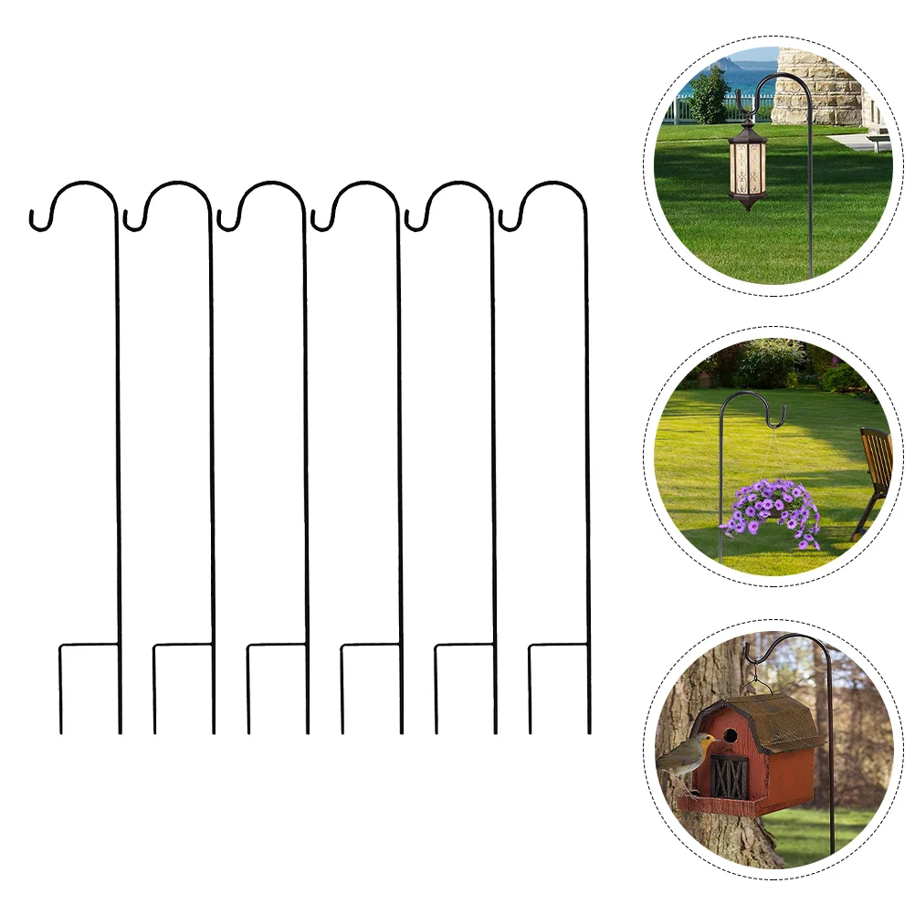 

6 Pcs Shepherd Hook Metal Hanger Practical Ground Iron Handicraft Deck Creative Garden Hooks Hangers