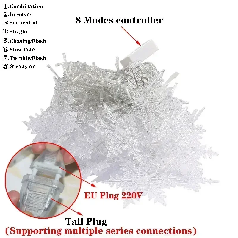 8 режимов мигающие рождественские украшения вилка европейского стандарта