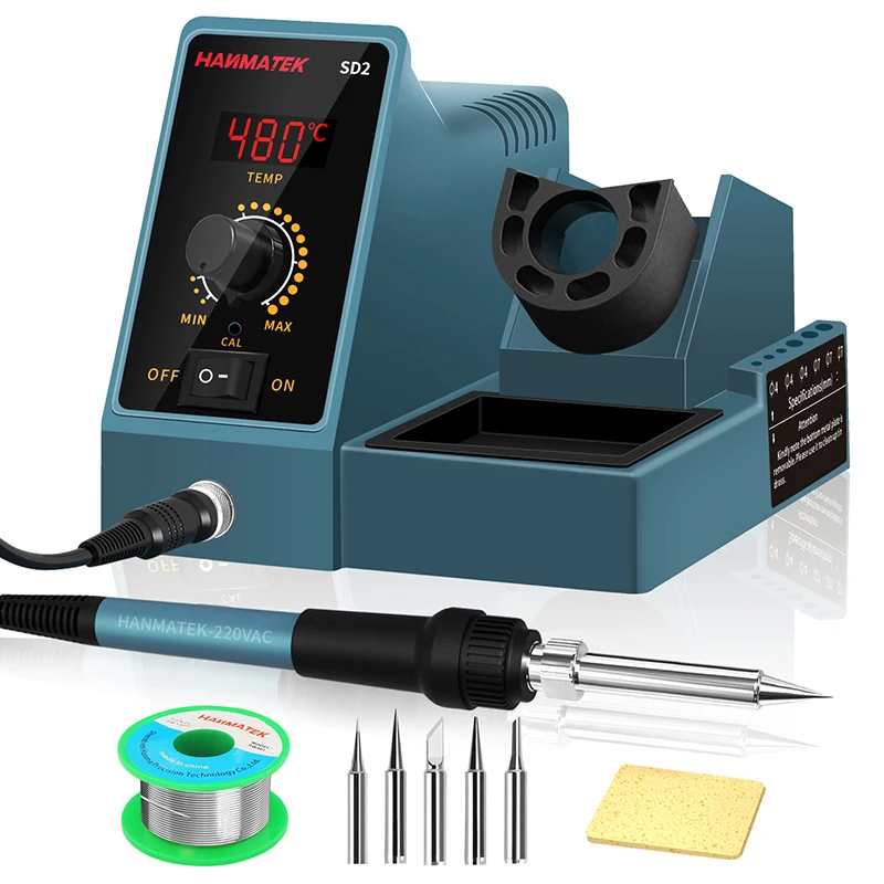 

Soldering station, HANMATEK soldering iron 60Wprofessional soldering station set 200~480℃ temperature control soldering iron set