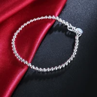 925sterling silver plated gold plated classic womens jewelry hot4mmsmall beads bracelet gift birthday gift lover