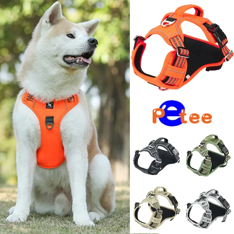 

Reflective Dog Harness Vest No Pull Walking Lead Leash Pet Collars 1000D Oxford Cloth Pet Chest Strapes For Medium Large Dogs