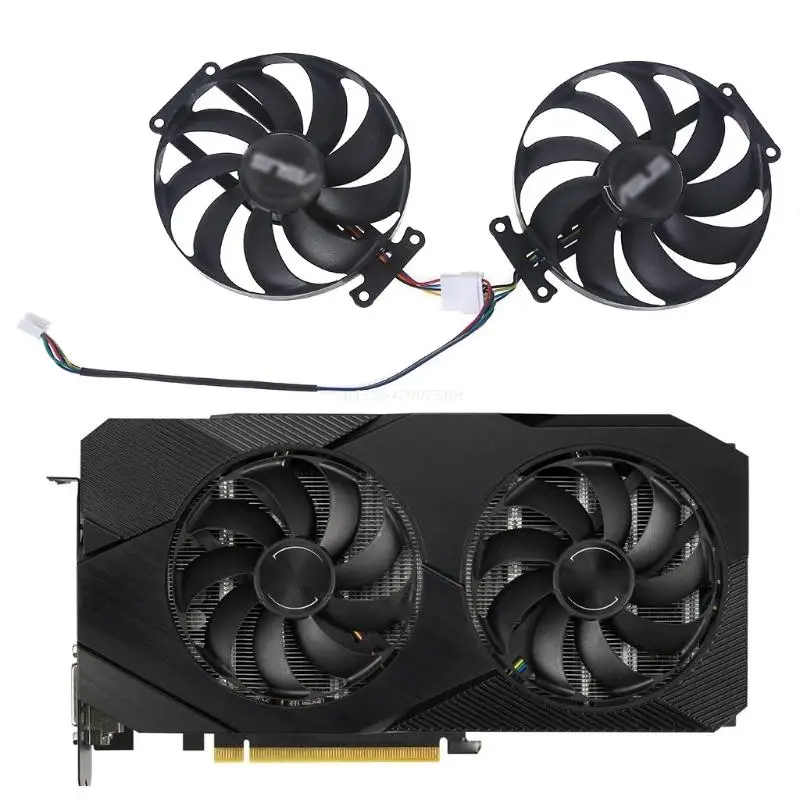 

for -ASUS GTX1650 Ti/S 2070 VGA Fan 88mm/3.46in 2PCS 4Pin 12V 0.5A Cooling Fan T129215SU Graphics Card Cooling Fan Dropship