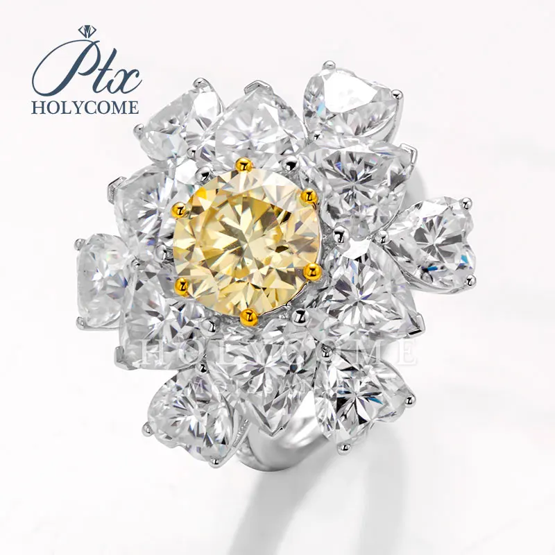 

Роскошное позолоченное кольцо из серебра 2022 пробы с муассанитом 18 К, кольцо с круглой огранкой желтого цвета, ожерелье, серьги, браслет, ювел...