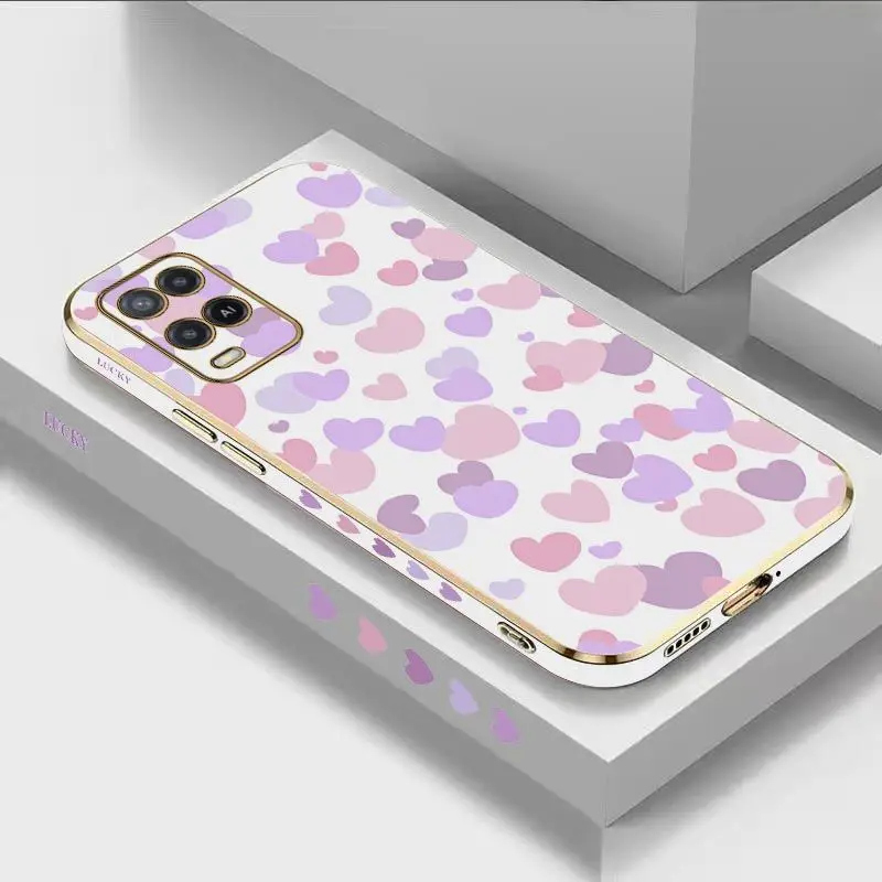 

Full Screen Love Luxury Plating Phone Case For Oppo A15 A15S A16 A16K A76 A77 A78 A53 A54 A55 A92 A94 A95 A83 F19 Cover