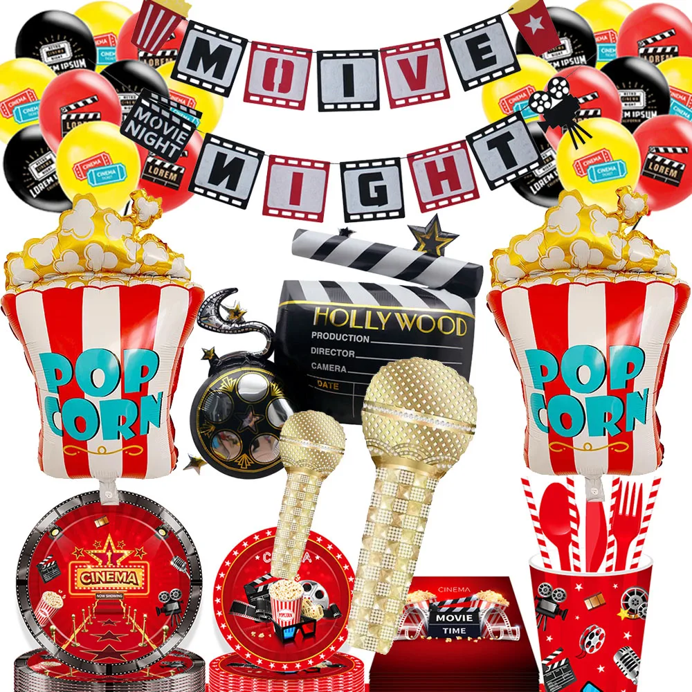 

Camera Foil Balloon Holly Movie Foil Balloon Popcorn Balloon Microphone Balloon for Movie Night Party Decor Retro Party Supplies