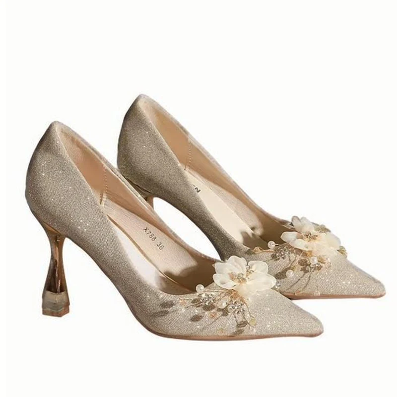 Роскошные женские туфли на высоком каблуке с кристаллами пикантные вечерние