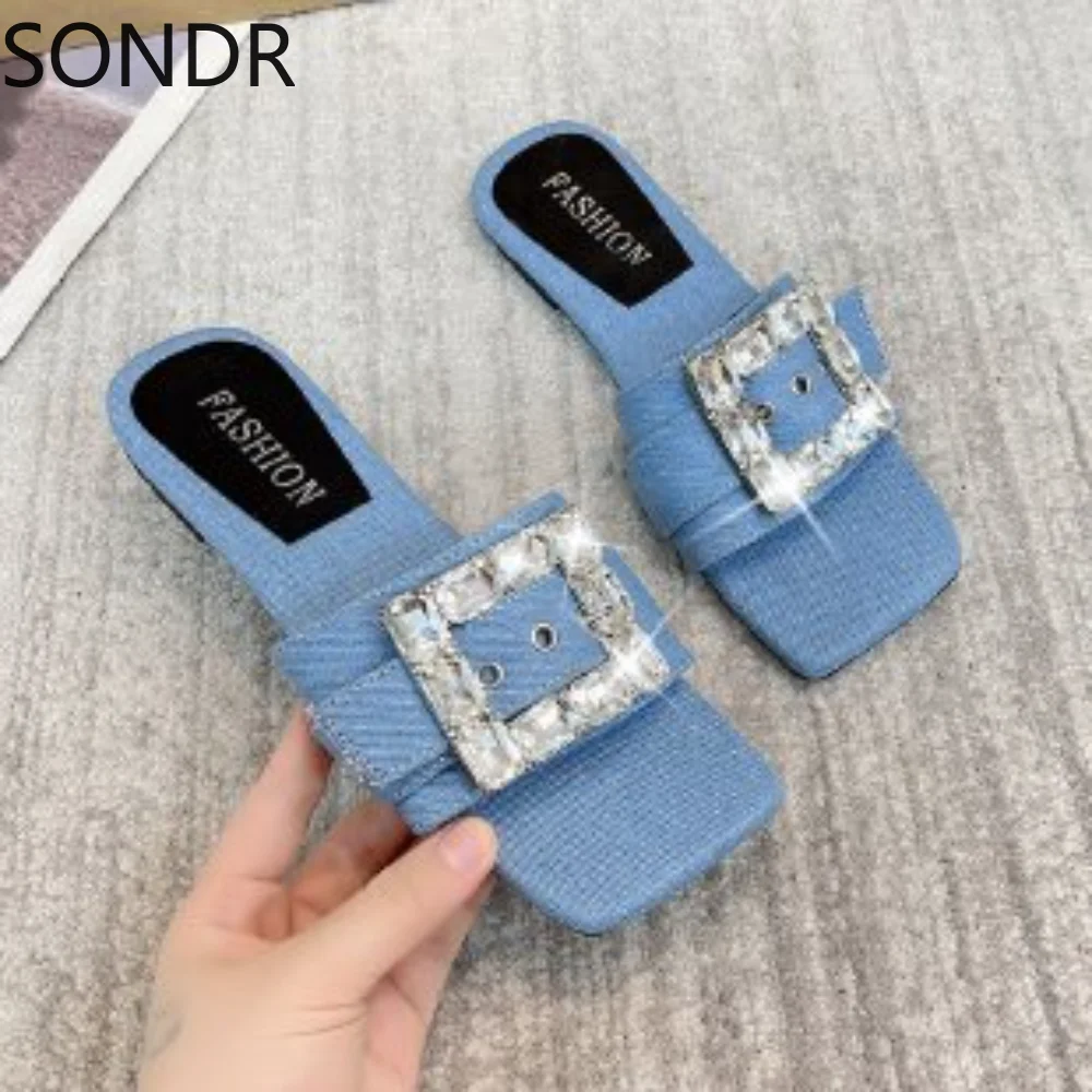 Купить Мужские Шлепанцы Из Джинсовой Ткани