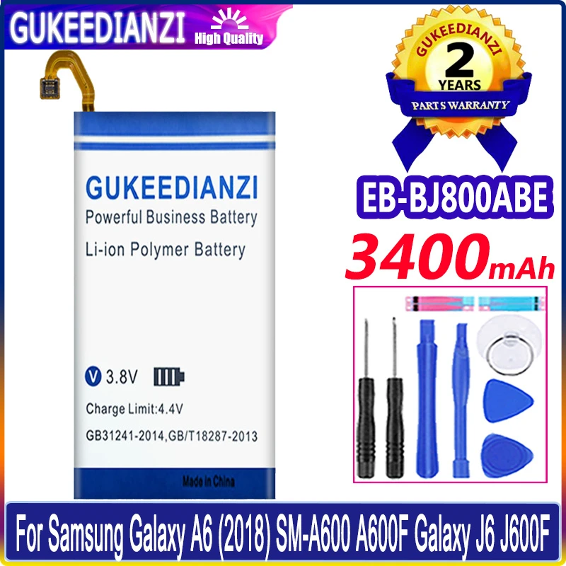 

3400mAh GUKEEDIANZI EB-BJ800ABE For Samsung Galaxy A6 (2018) SM-A600 A600F For Galaxy J6 J600F High Quality Batteria