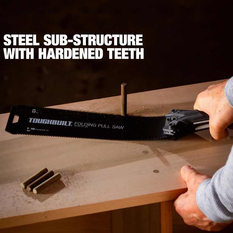 Фото TOUGHBUILT TB-H4-21-2X Складная 10-дюймовая пила для поперечной резки 17 TPI Ультратонкие лезвия Прочный ручной инструмент №5