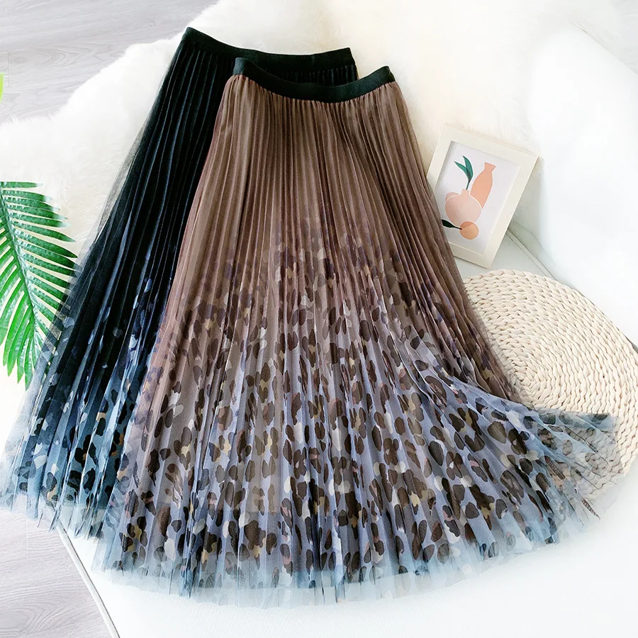 VOLALO Винтажная 3-слойная сетчатая длинная юбка для женщин 2024 Новая осенняя мода с