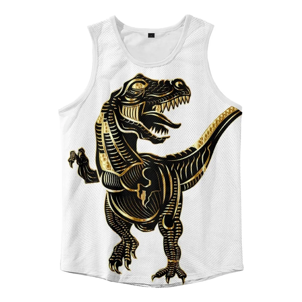 

2022 new fund sell hot cakes mechanical dinosaur sleeveless dew shoulder loose couple fashion leisure mood sleeveless T-shirt