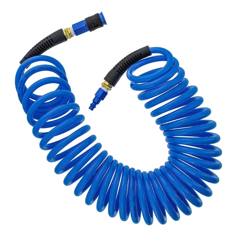 

Polyurethane Recoil Air Hose with Bend Restrictors Air Compressor Hose Universal 1/4" Industrial Quick Coupler and Plug