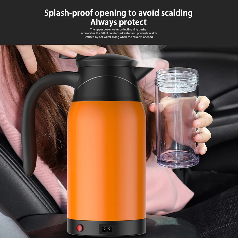 Car Electric Kettle Stainless Steel 1000ml Car Heating Cup Coffee Cup Travel Water Bottle Camping Boat 12v/24v Accessories