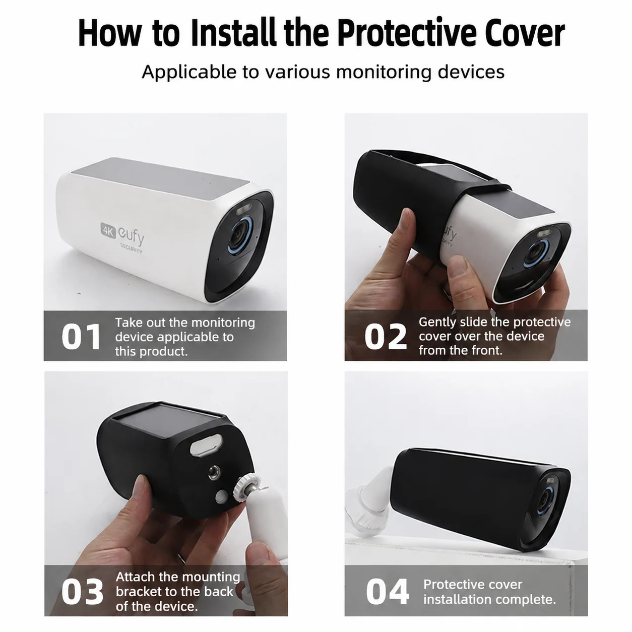 Фото Силиконовый чехол Eufy Security S330 для EufyCam 3, защитный чехол для камеры, устойчивый к ультрафиолету, водонепроницаемый, защищает от царапин. №2