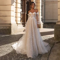 spot off the shoulder wedding dress for bride 2022 with detachable sleeves princess for women custom made civil robe de mariee