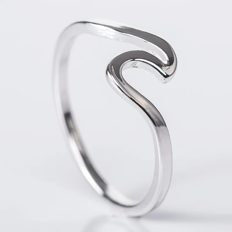 

Fashion Simple Design Sea Wave Rings Ocean Surf Alloy Ring Rose Gold Silver Color Finger Jewelry Rings for Women Surfer Gift