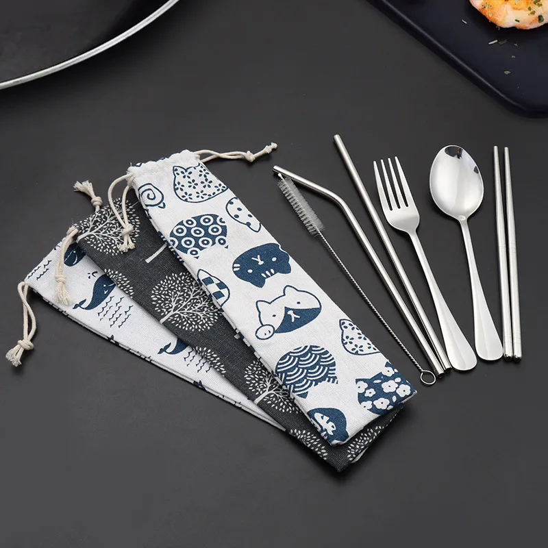 

Stainless Steel Cutlery Set Portable Designer Modern Serving Kitchen Dinner Set Spoon Utensils Fork Camping Talheres Tableware