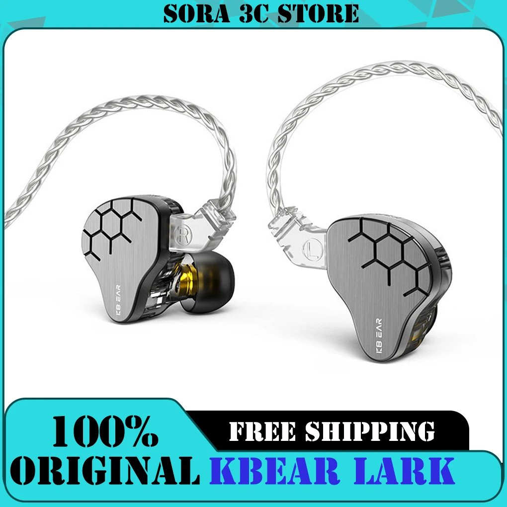 Фото Игровые наушники KBEAR Lark с гибридными драйверами 1DD+1BA, кабельные HiFi-наушники KS1, проводные наушники для музыки и спорта, внутриканальные наушники. №1