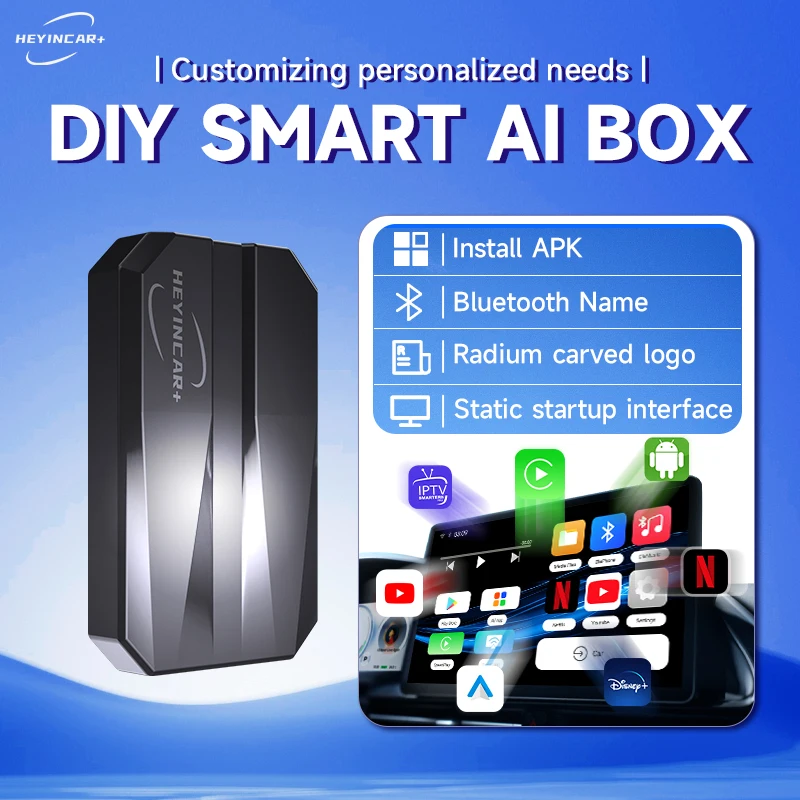 

HEYINCAR Wired to Wireless Apple CarPlay Android Auto Adapter for Spotify Netflix Iptv YouTube Tv Box QCM2290 Multimedia Player