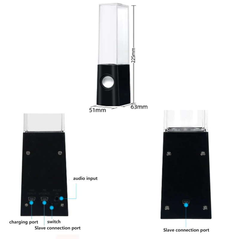 2pcs led light dancing water music fountain light speakers for pc laptop for phone portable desk stereo speaker free global shipping