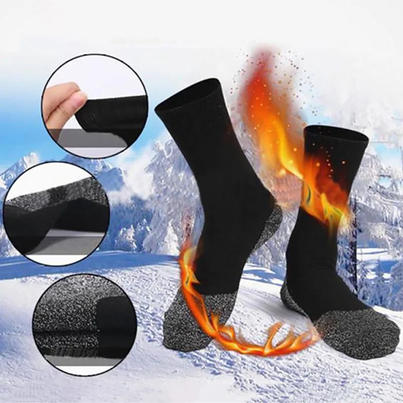 

1Pair 35 Degree Winter Thermal Heated Socks Aluminized Fibers Thicken Super Soft Comfort Socks Keep Foot Warm Ski Socks