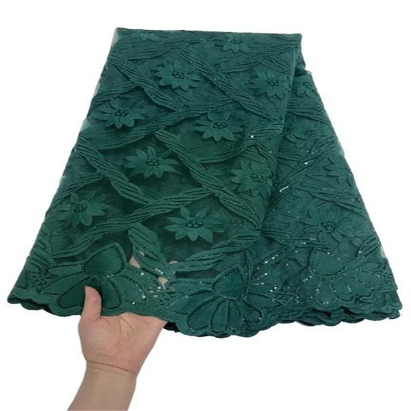 

Pink Latest African Net Lace Fabric 5Yards Green Lace Material Embroidery Tulle French Mesh Lace Fabric With Stones For Wedding