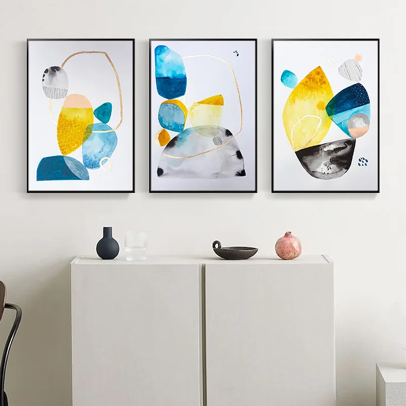 

Simple Nordic Watercolor Abstract Poster Color Block Home Bedroom Decoration Porch Living Room Frameless Art Printing Painting