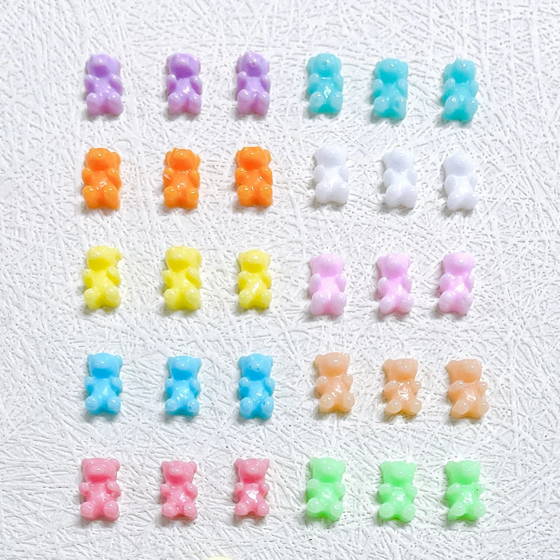 

50pcs Cartoon Mini Resin Macaron Bear Nail Art Charms Rhinestones Moon Design Luminous Nail Decorations DIY Kawaii Accessories