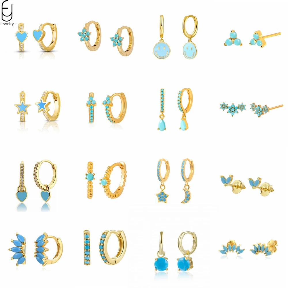 

Женские серьги-гвоздики из серебра 925 пробы с синим Цирконом