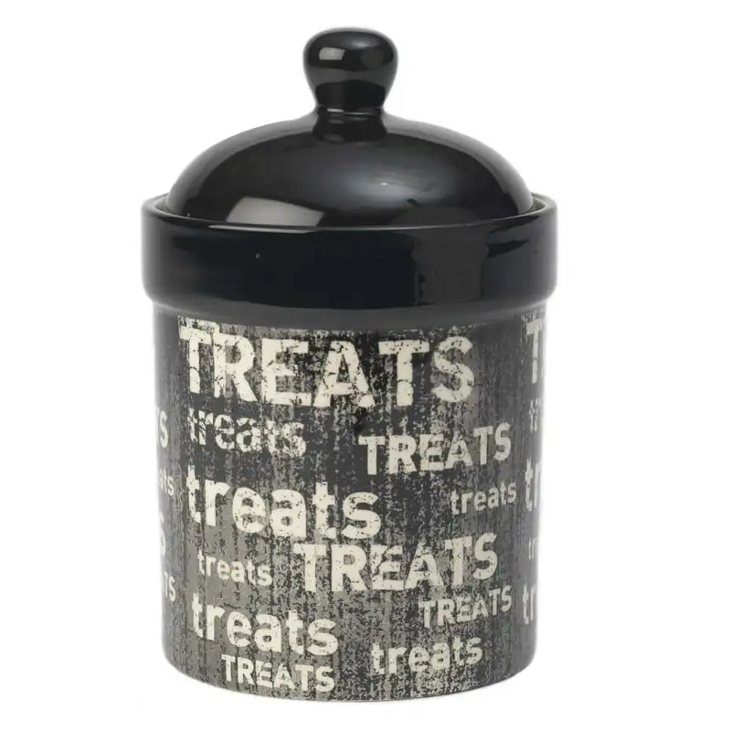 

Vintage 6 Inch Diameter 9 Inch Tall Treat Jar, Black