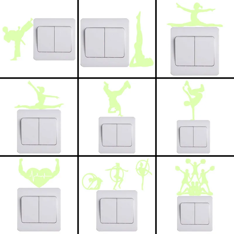 Настенный выключатель светящийся стикер карате Тхэквондо/Йога позы/ритмические