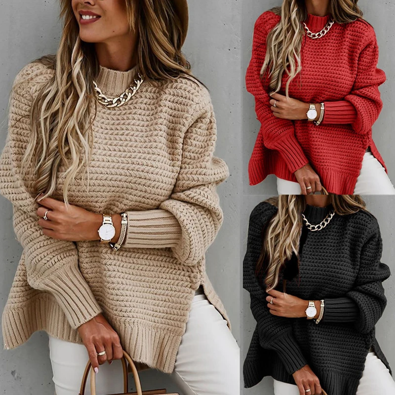

Winter Solid Clothes Turtleneck Women 2022 Loose Korean Fashion Oversized Pullover Elegant Knitted Sweater Pullovers Fashion
