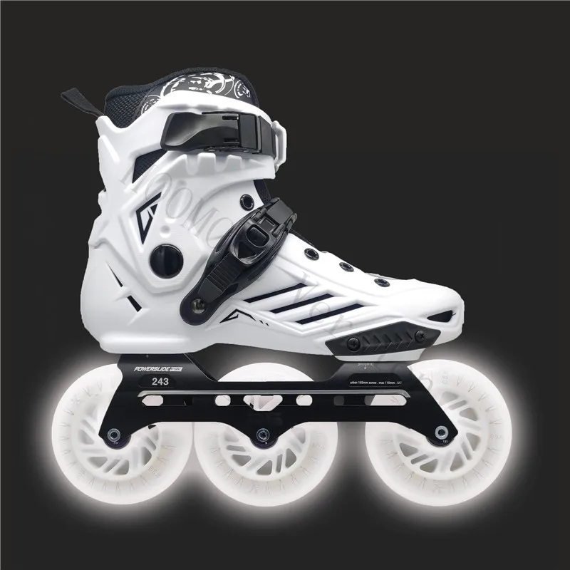 

Roselle Inline Skates 3x110mm Led Wheels 2mm Flexible Rockered Banana Frame Slalom Skate Shoes Luminous LED Flash Skating Wheels