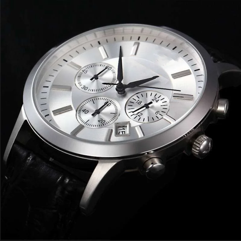

2022 Ltaly Top Luxury Brand High Quality Original AR2432 Chronograph Calendar Men's Multifunction Quartz Leather Watch