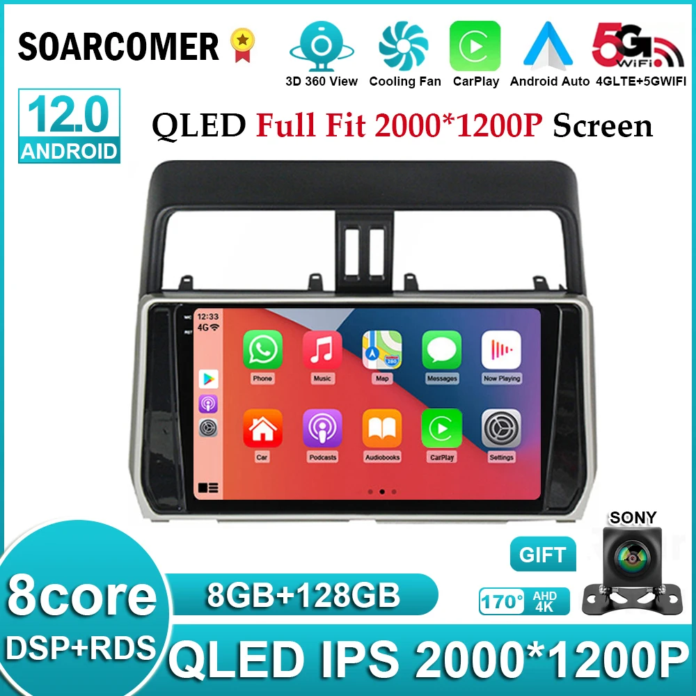 Android 12 для Toyota Land Cruiser Prado 150 2017 - 2018 HD QLED IPS 2.5D Автомагнитола мультимедиа Carplay Авто BT | Отзывы и видеообзор -1005004268760543