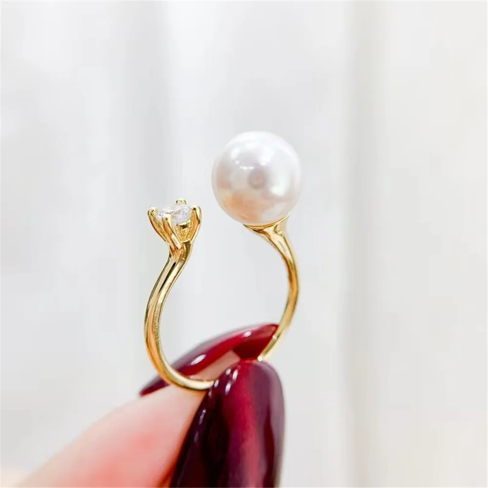 

S925 Sterling Silver Adjustable Pearl Ring Settings Blank/Base For Diy Gold Silver Rings Jewelry Making Accessory No Pearl