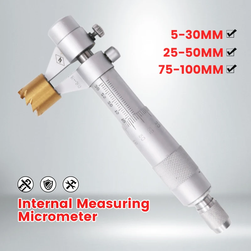 Micrómetro de medición interno de acero inoxidable, calibrador Vernier, herramientas de micrómetro interior, 5-30mm, 25-50mm, 75-100mm