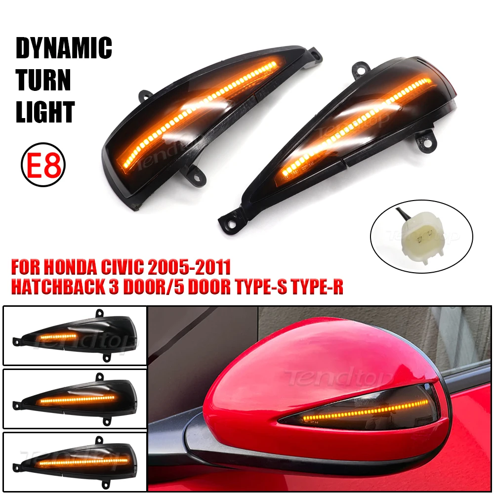 

2 шт. динамический поворотник для Honda Civic 8th Hatchback Coupe FN2 FA1 FD1 FD2, светодиодный ретранслятор поворотников, зеркальный поворотник 2005 2012