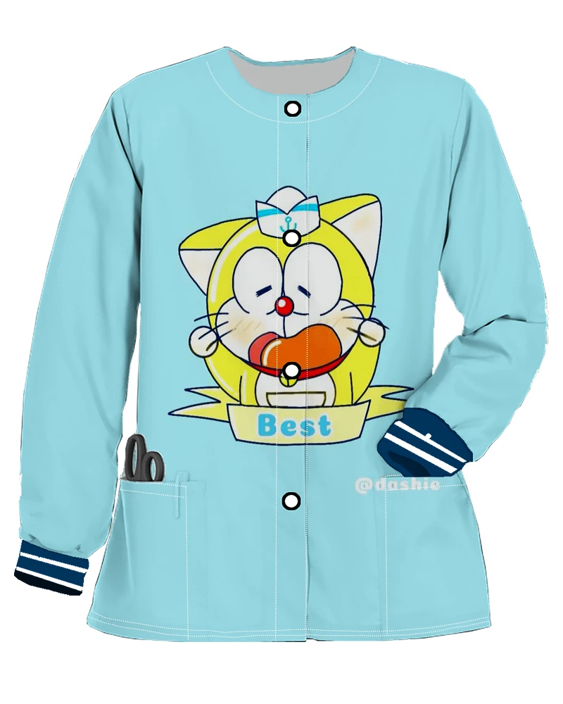 

Pocket Japanese Y2k Clothes Women Button Women's Clothing Cardigan Cartoon Jacket Nurse Long Sleeved Korean Fashion Outerwears