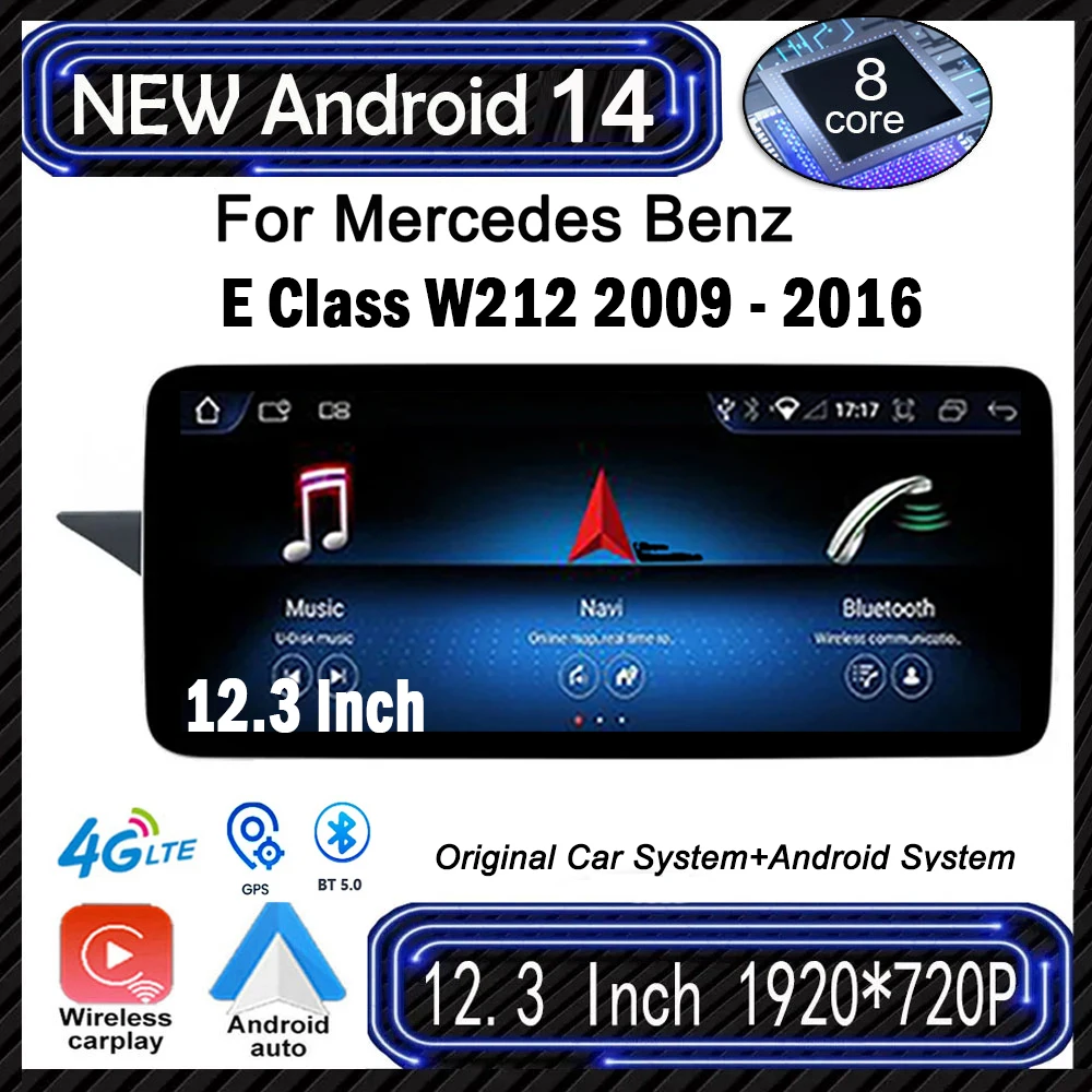 12 3 &quotAndroid 14 для Mercedes Benz E Class W212 2009-2016 Автомобильный Raido GPS-навигатор Мультимедийный