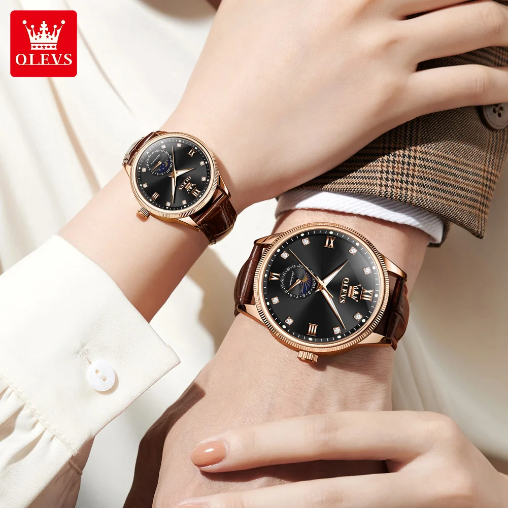 OLEVS брендовые роскошные автоматические механические часы для пар деловые