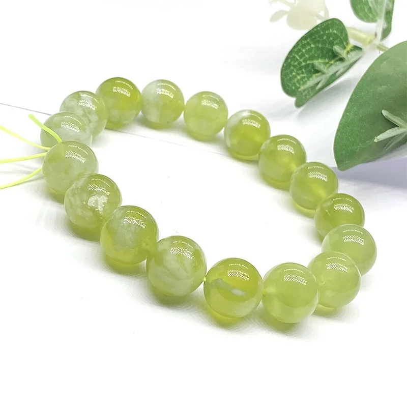

Natural Xiuyu Jade Bracelet Ethnic Style round Beads Wholesale Green Milk-in-Water Bracelet