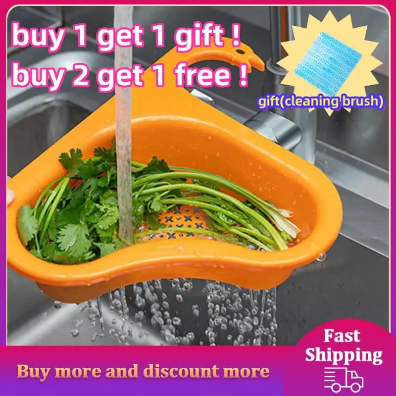 

Kitchen Sink Drain Strainer Basket Organizer Faucet Holder Strainer Food Garbage Colander Draining Shelf Triangular Storage Rack