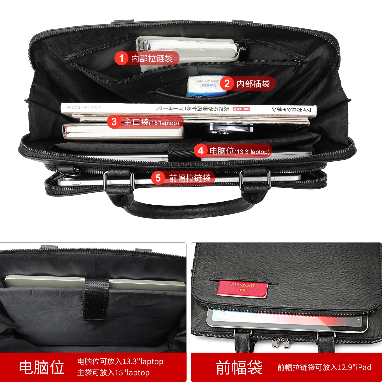 New Men's Bag One Shoulder Men's Briefcase Leather High Quality Business Handbag Messenger Bag Men Laptop Bags Office File