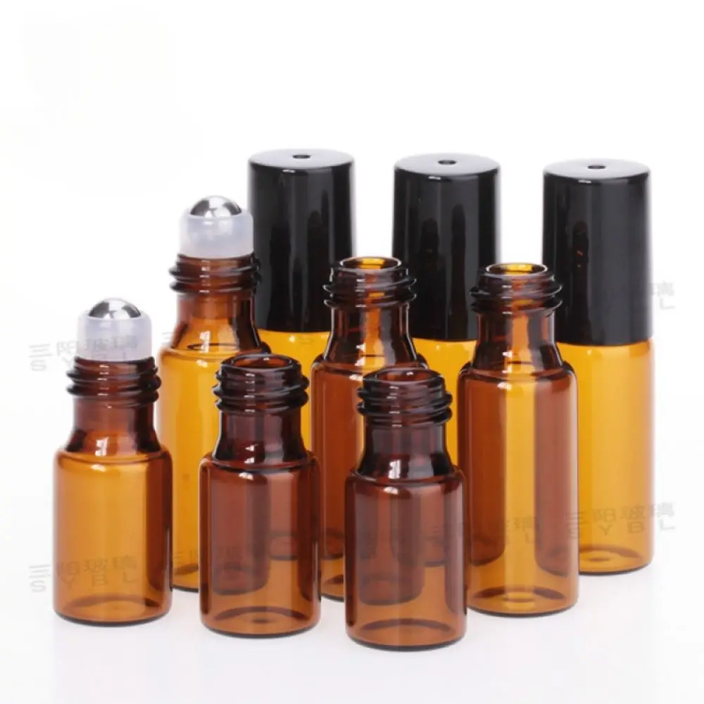 

3ML 5ML 10Ml Brown Roll on Bottles Perfume Roller Bottle Small Essential Oil Cosmetic Packing Container