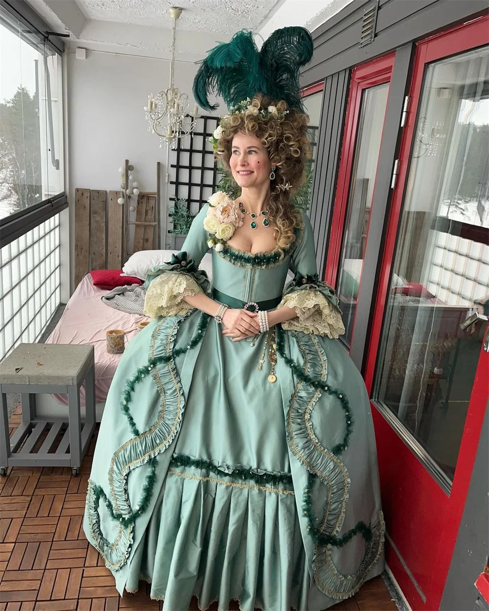 Халат 18-го века A La Francaise Платье в стиле рококо Викторианский костюм королевы