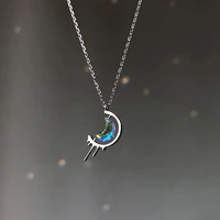 original design colourful moon charm zircon necklace handmade moonlight clavicle chain necklace for women gift jewelry