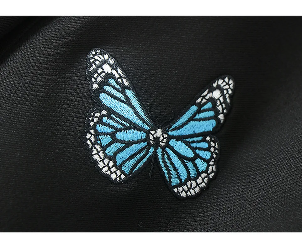 Black Butterfly Embroidery Blazer Women Mid Length Single Breasted Chic Suit 2021 Spring Autumn Star Style Blazer Street Fashion